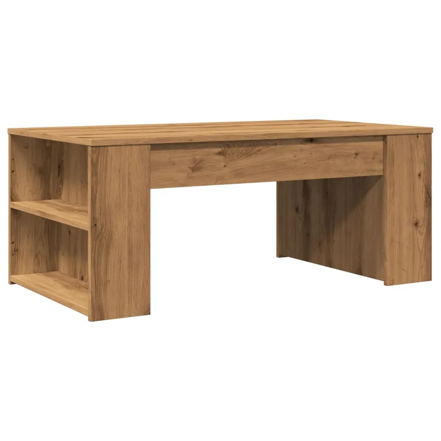 Table basse chêne artisanal 102x55x42 cm bois d'ingénierie - 2