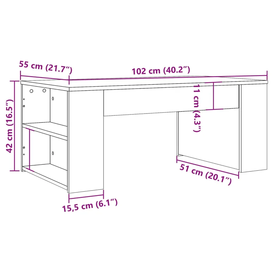 Table basse chêne artisanal 102x55x42 cm bois d'ingénierie - 9