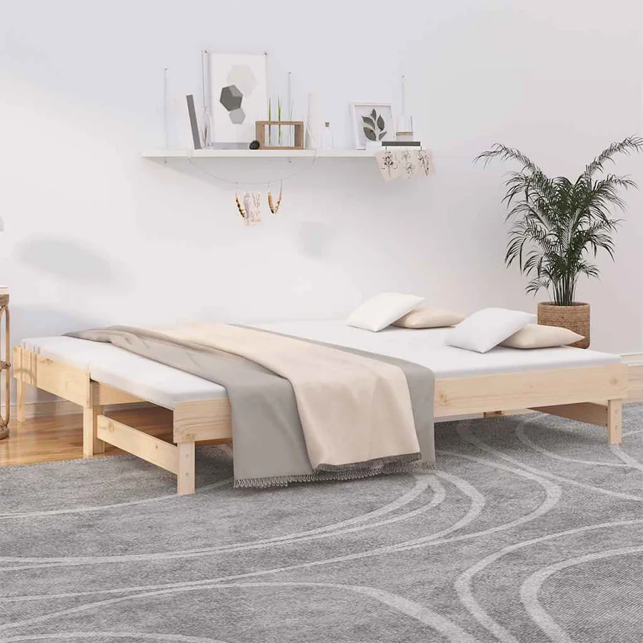 Lit coulissant sans matelas 2x(80x200) cm Bois de pin massif