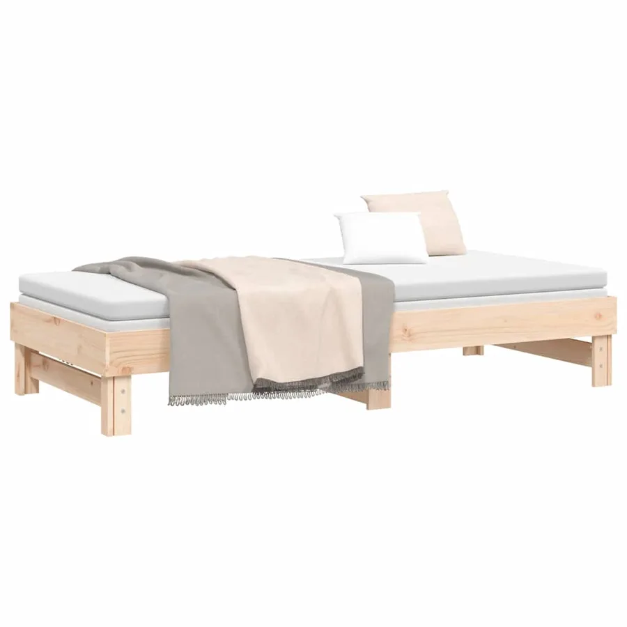 Lit coulissant sans matelas 2x(80x200) cm Bois de pin massif - 6