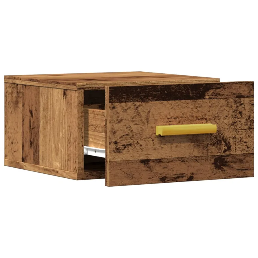 Table de chevet murale vieux bois 35x35x20 cm - 5