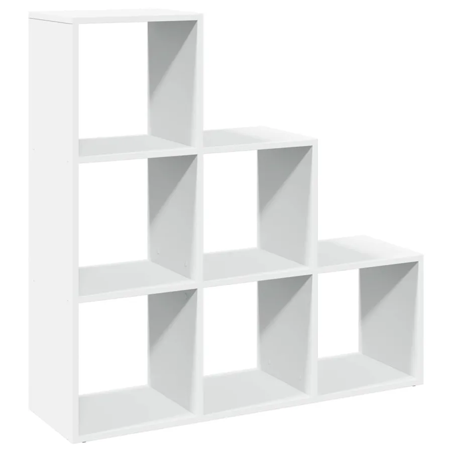 Bibliothèque séparateur de pièce à 3 niveaux Blanc 99 x 29 x 99 cm Bois d'ingénierie - 2