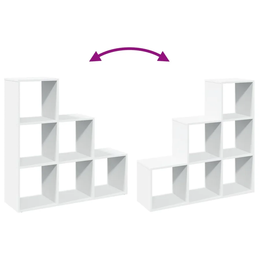 Bibliothèque séparateur de pièce à 3 niveaux Blanc 99 x 29 x 99 cm Bois d'ingénierie - 9