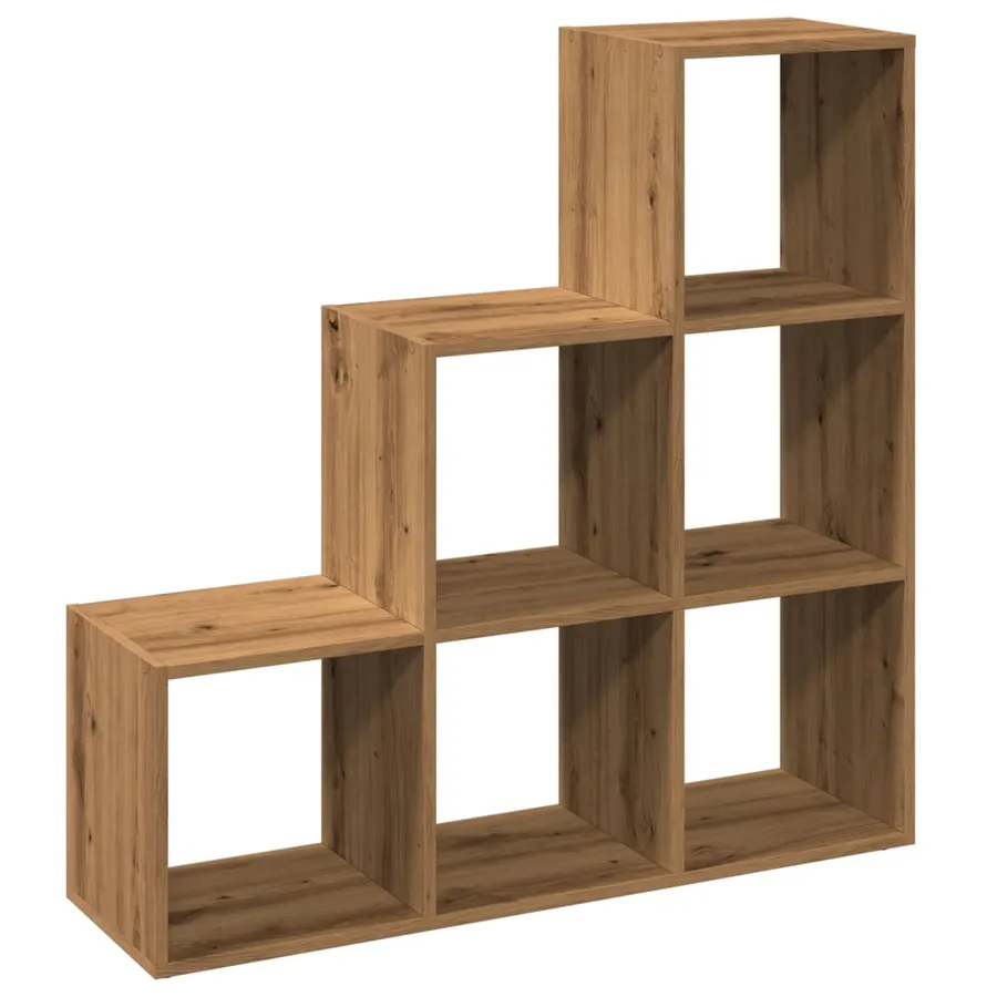 Étagère séparatrice de pièce à 3 niveaux chêne artisanal - 6