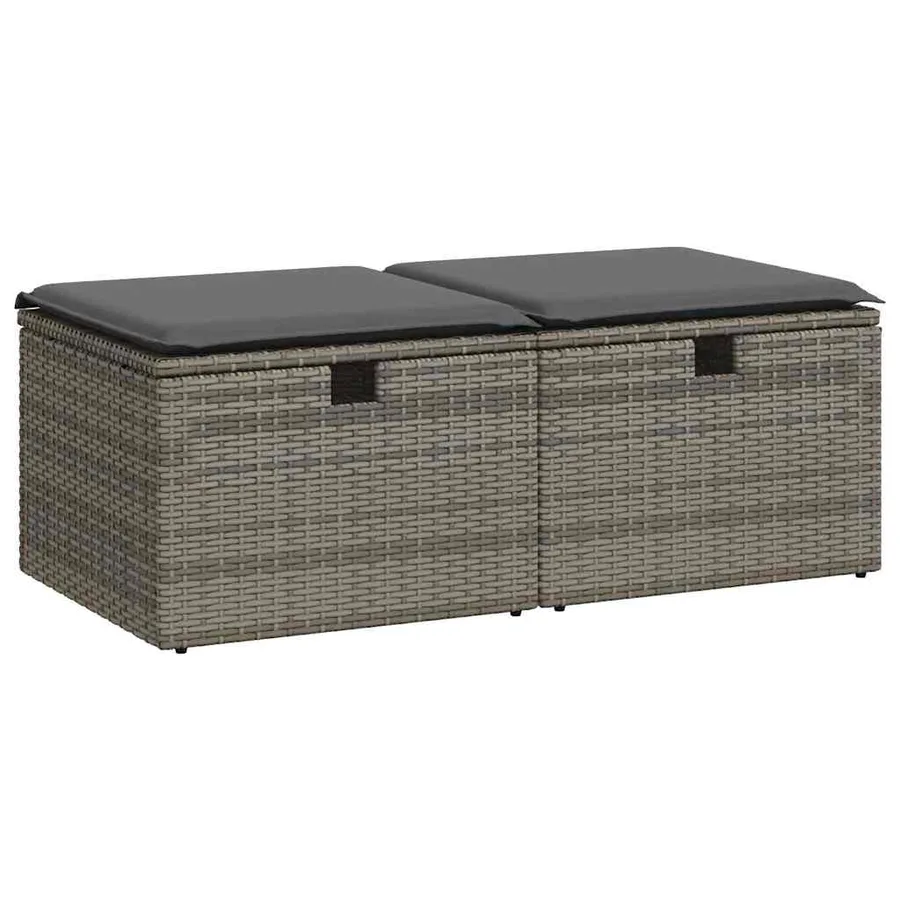 Salon de jardin 2 pcs avec coussins gris résine tressée acacia - 2