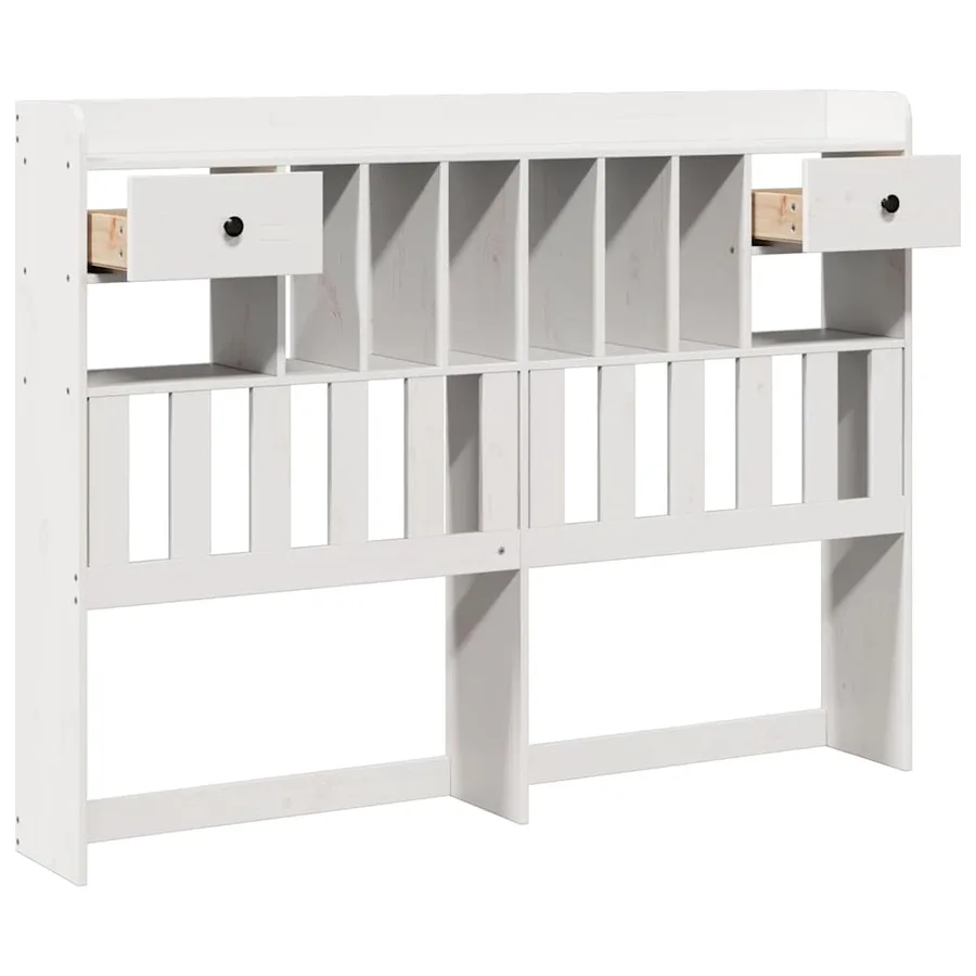 Tête de lit avec rangement blanc 150 cm bois massif de pin - 4