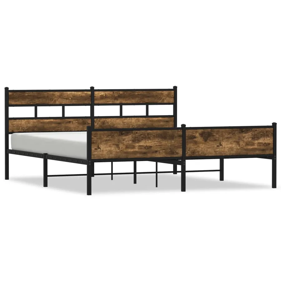 Cadre de lit en métal sans matelas chêne fumé 180x200 cm - 2