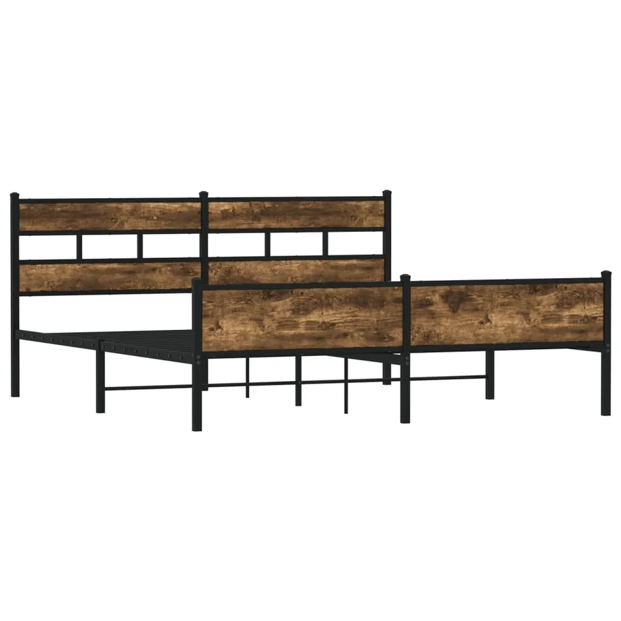 Cadre de lit en métal sans matelas chêne fumé 180x200 cm - 3