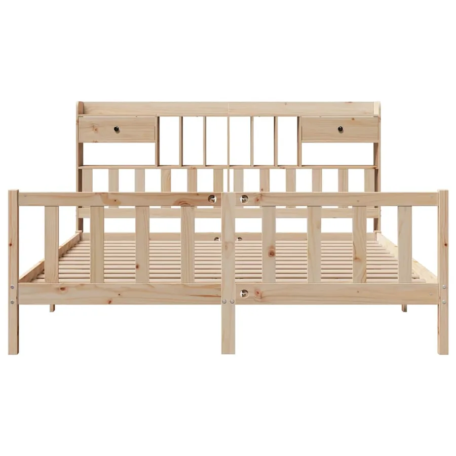Lit bibliothèque sans matelas 180x200 cm bois massif de pin - 4