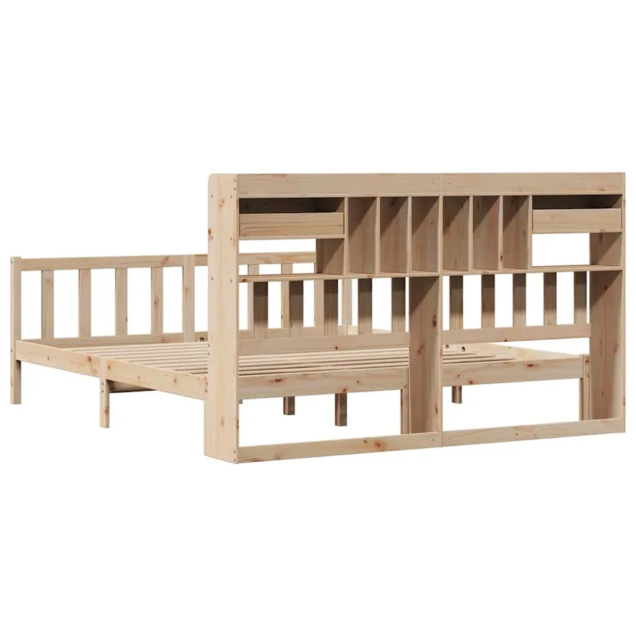 Lit bibliothèque sans matelas 180x200 cm bois massif de pin - 8
