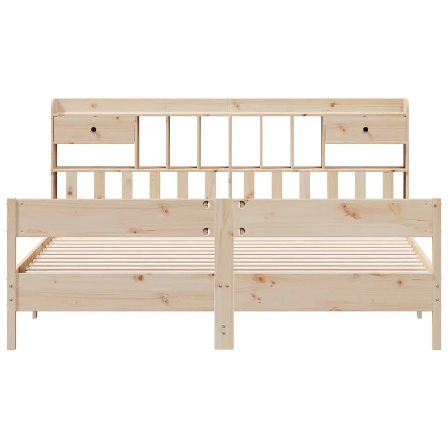 Lit bibliothèque sans matelas 180x200 cm bois massif de pin - 4