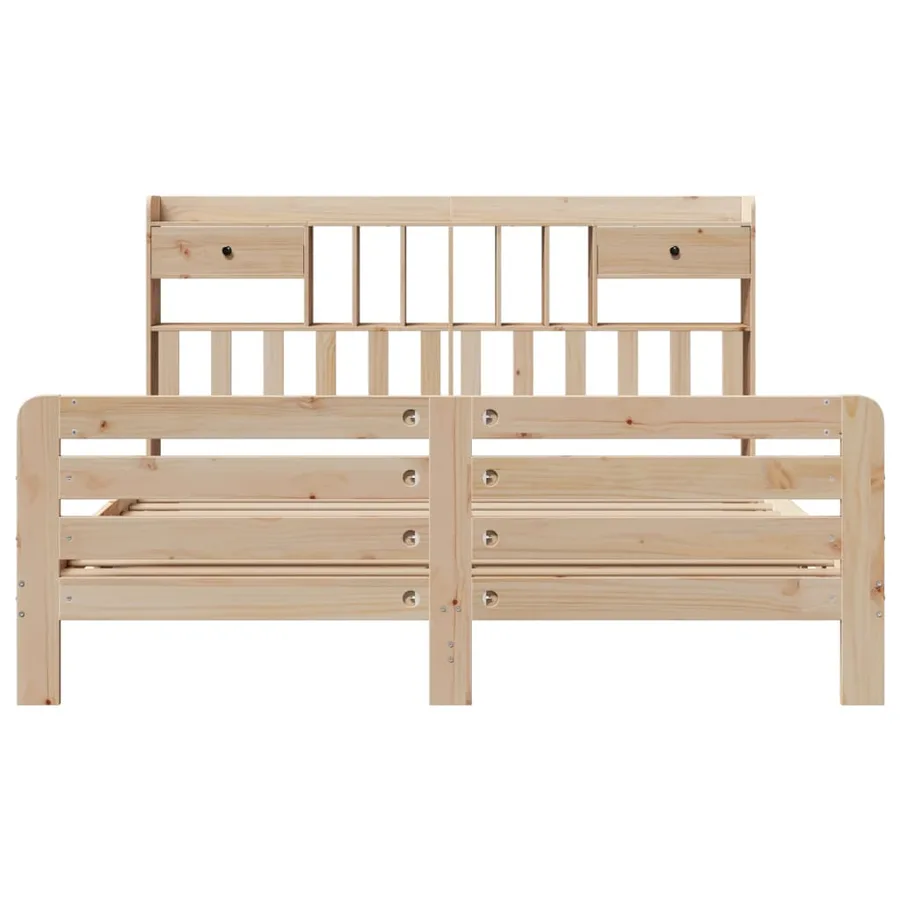 Lit bibliothèque sans matelas 180x200 cm bois massif de pin - 4