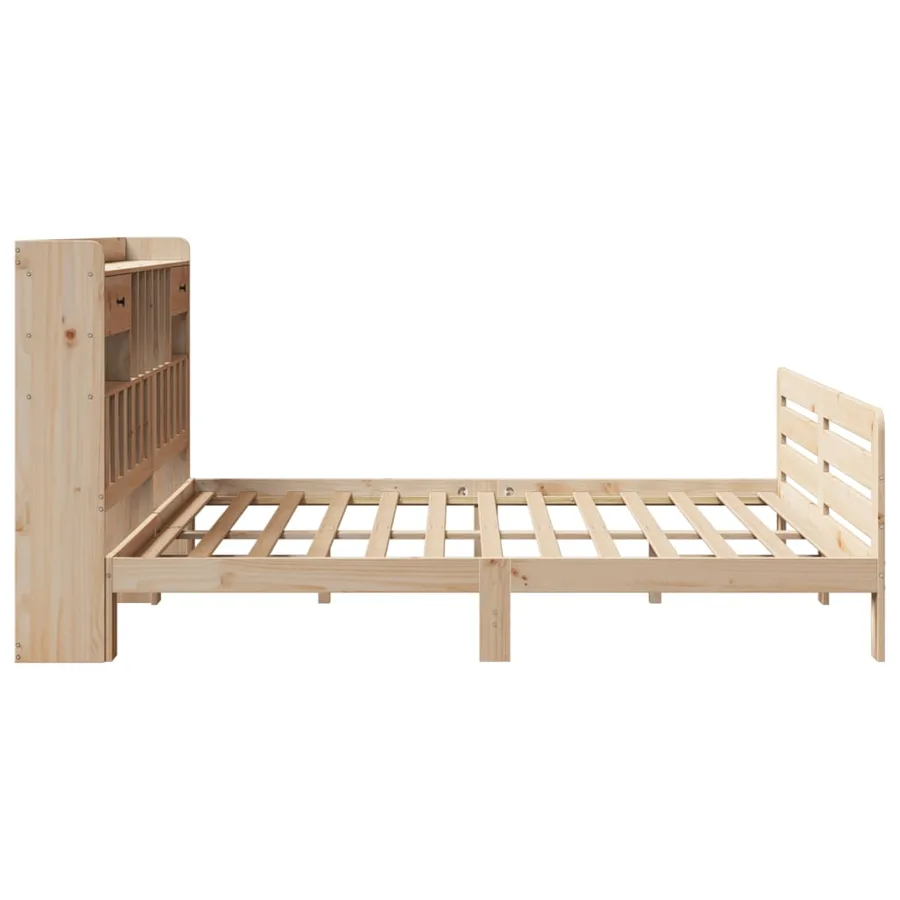 Lit bibliothèque sans matelas 180x200 cm bois massif de pin - 7