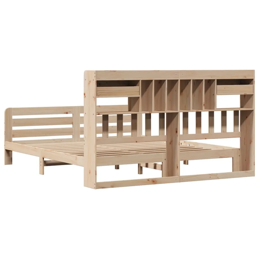 Lit bibliothèque sans matelas 180x200 cm bois massif de pin - 8