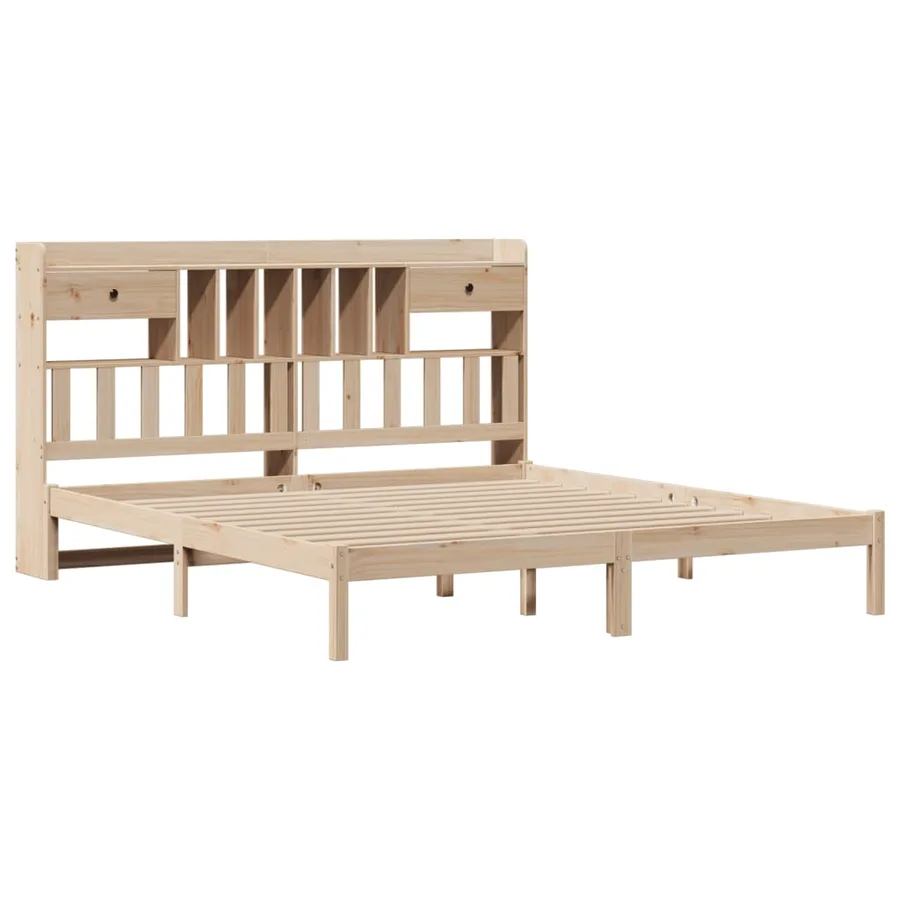 Lit bibliothèque sans matelas 180x200 cm bois massif de pin - 3