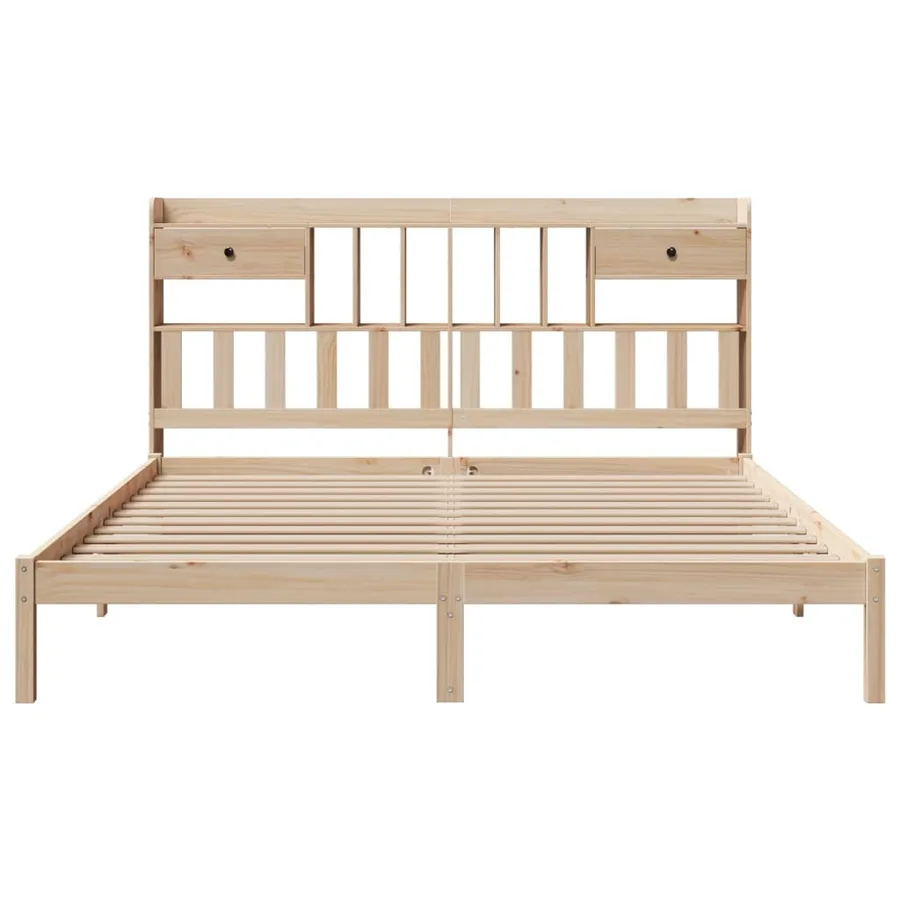 Lit bibliothèque sans matelas 180x200 cm bois massif de pin - 4