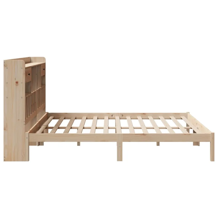 Lit bibliothèque sans matelas 180x200 cm bois massif de pin - 7