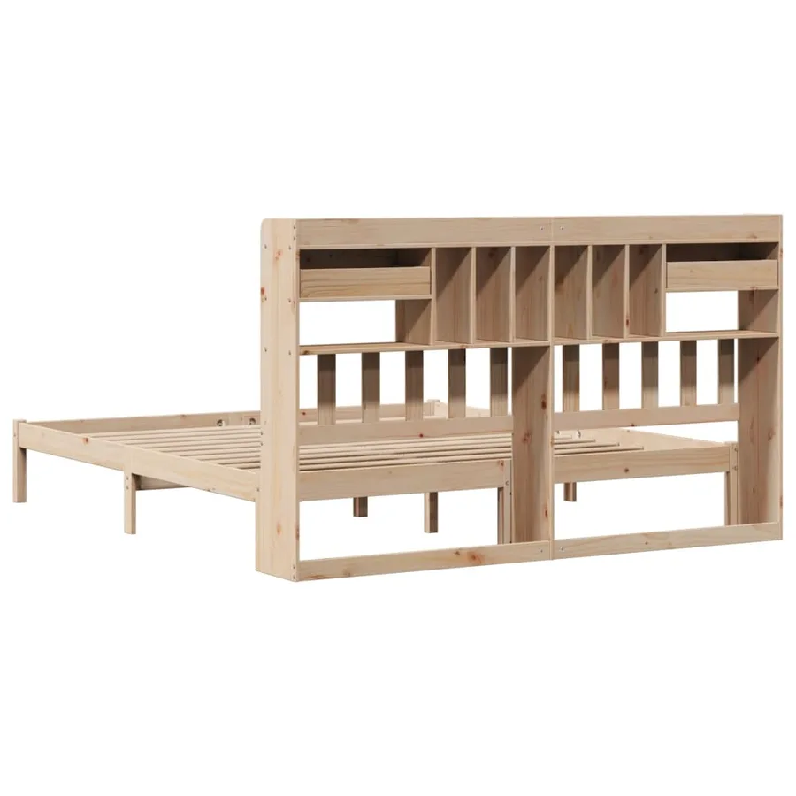 Lit bibliothèque sans matelas 180x200 cm bois massif de pin - 8