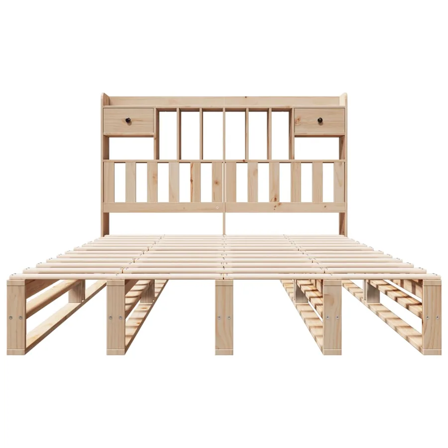 Lit bibliothèque sans matelas 140x200 cm bois massif de pin - 4