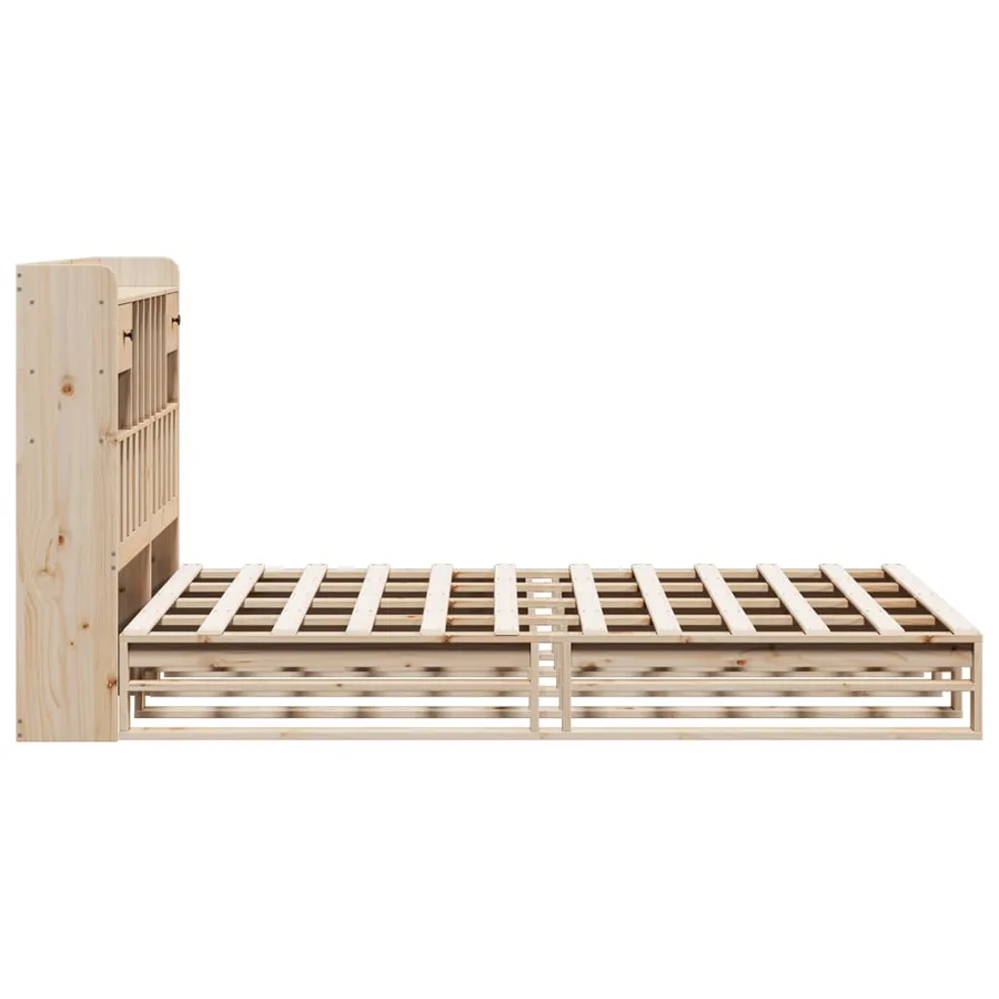 Lit bibliothèque sans matelas 140x200 cm bois massif de pin - 7