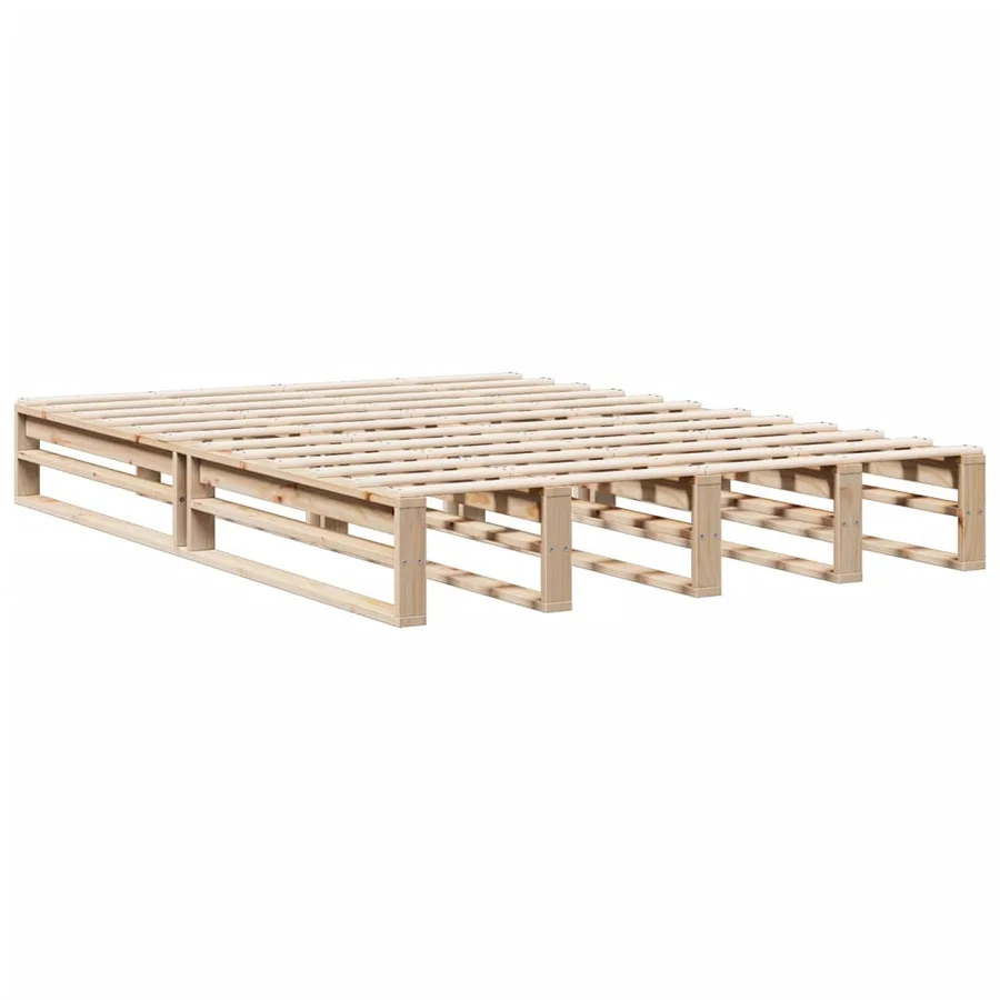 Lit bibliothèque sans matelas 140x190 cm bois de pin massif - 5