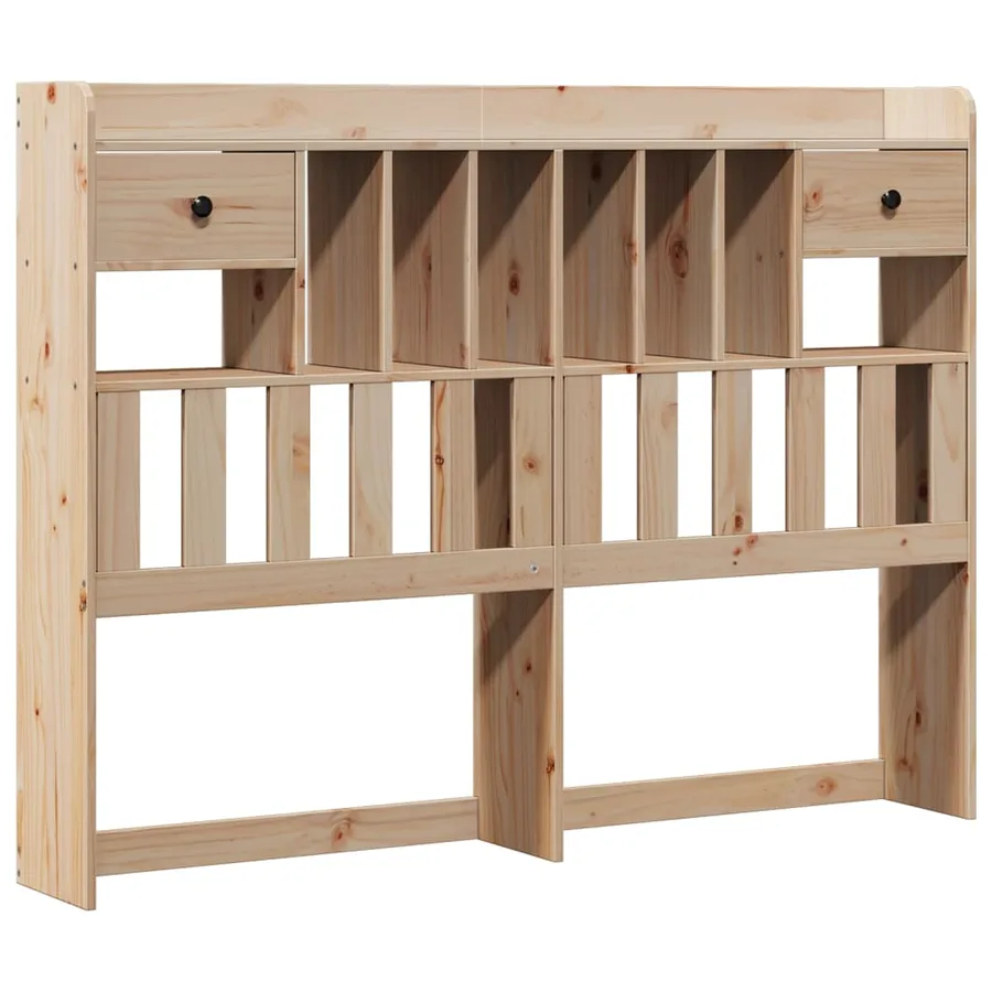 Lit bibliothèque sans matelas 140x190 cm bois de pin massif - 6