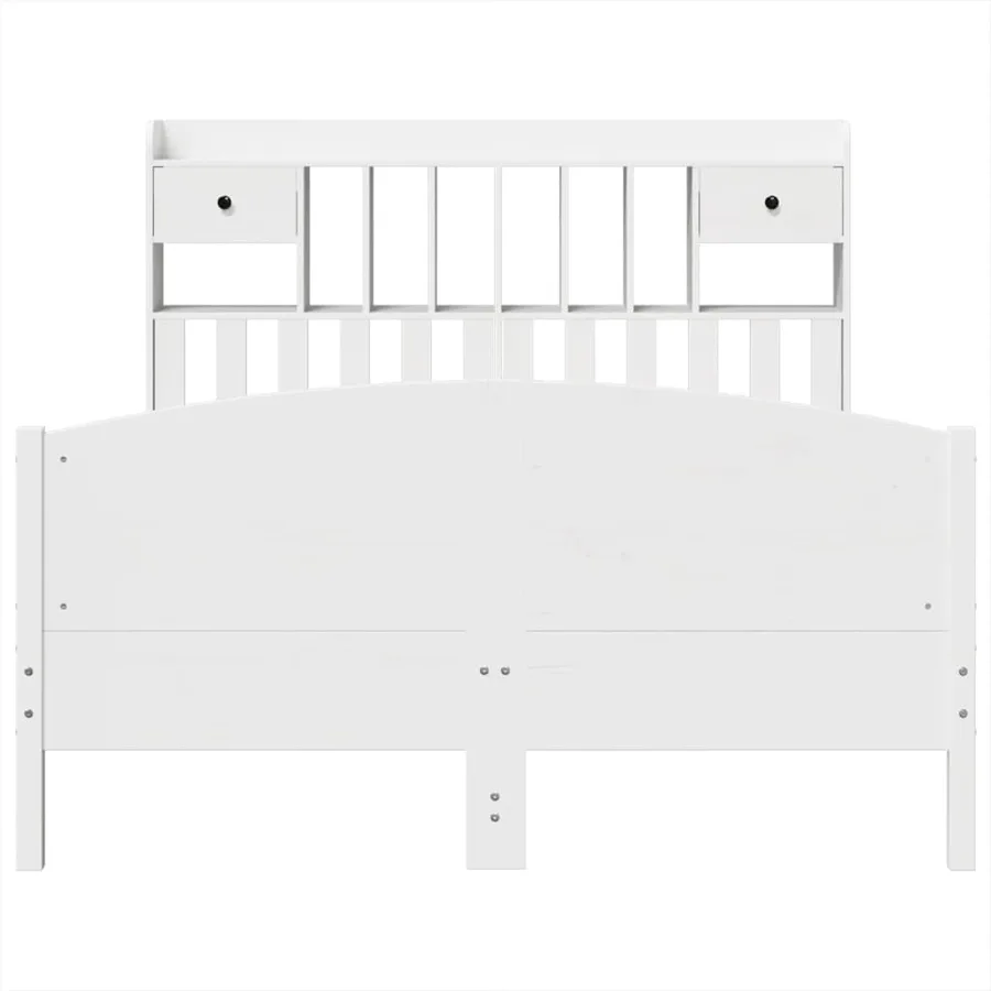 Lit bibliothèque sans matelas blanc 160x200 cm bois pin massif - 4