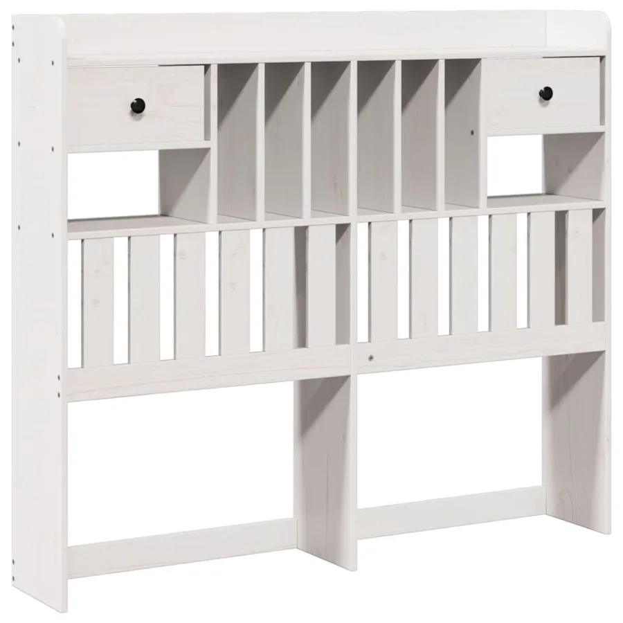 Lit bibliothèque sans matelas blanc 150x200 cm bois pin massif - 7