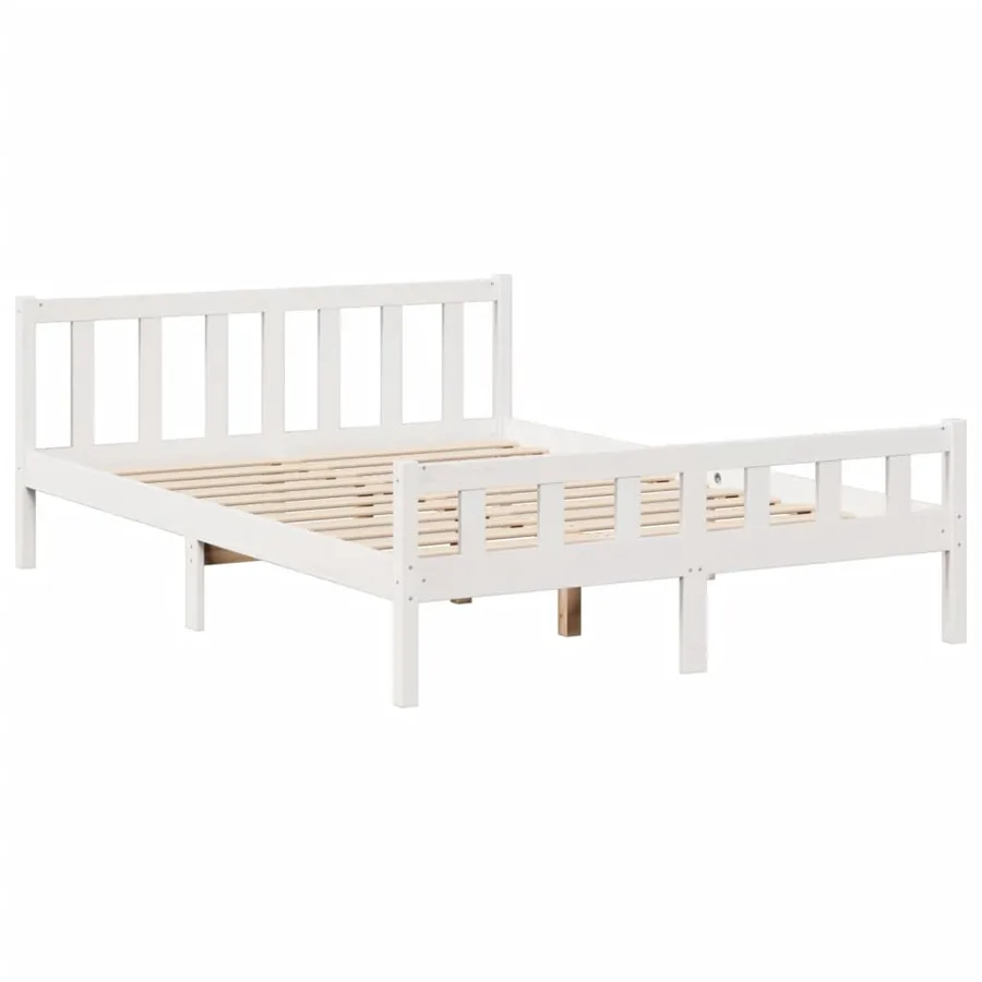 Lit bibliothèque sans matelas blanc 150x200 cm bois pin massif - 8
