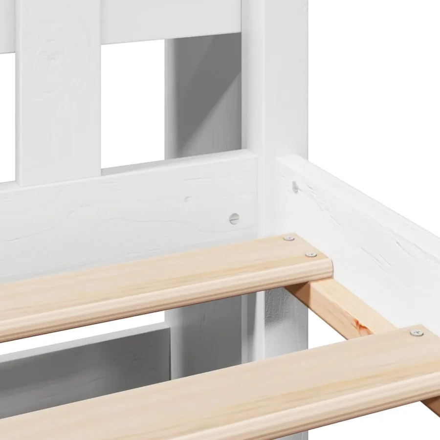 Lit bibliothèque sans matelas blanc 150x200 cm bois pin massif - 9