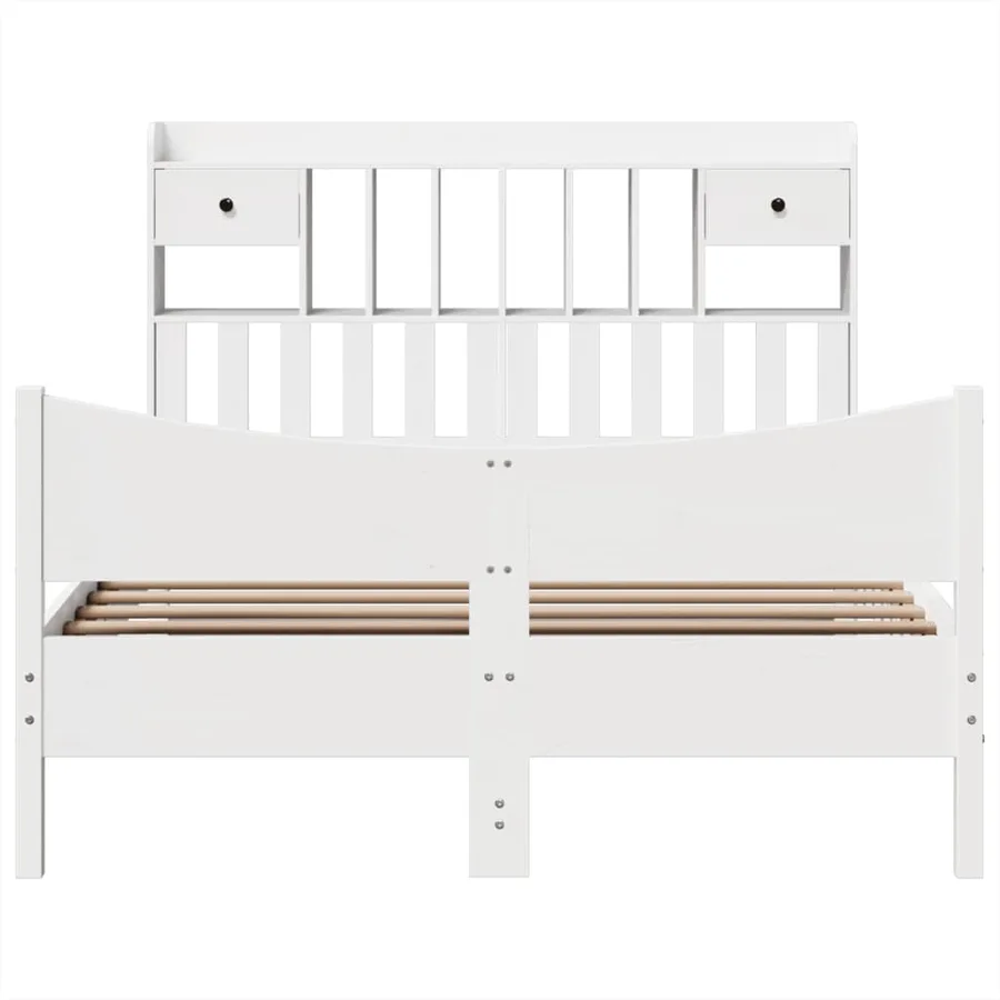 Cadre de lit sans matelas blanc 160x200 cm bois de pin massif - 4