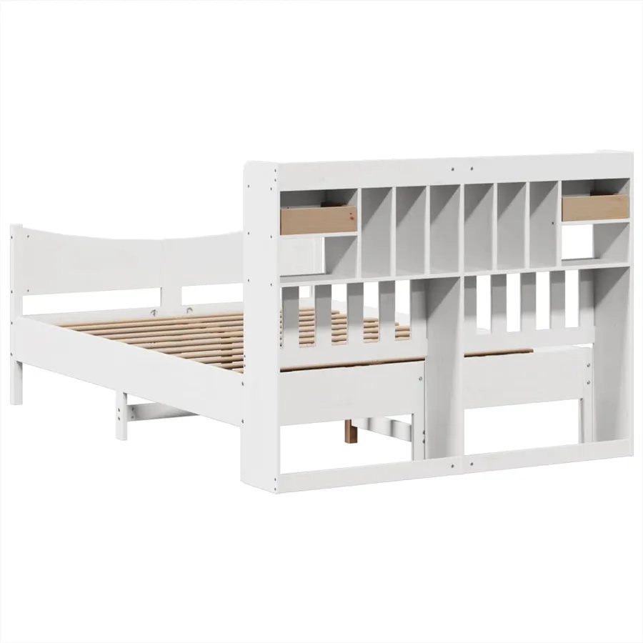 Cadre de lit sans matelas blanc 160x200 cm bois de pin massif - 8