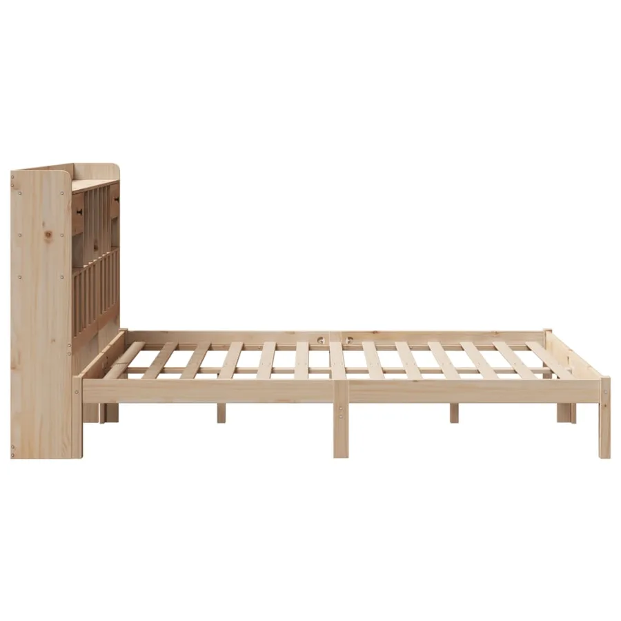 Lit bibliothèque sans matelas 140x200 cm bois massif de pin - 7