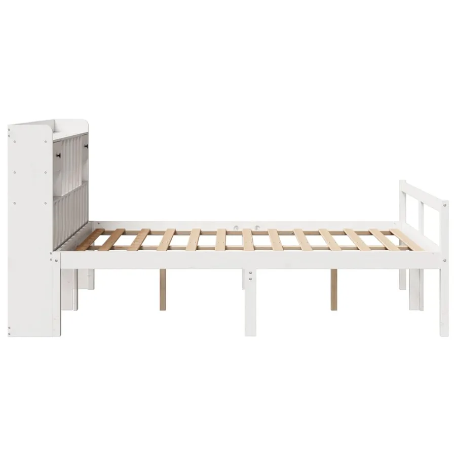 Lit bibliothèque sans matelas blanc 150x200 cm bois pin massif - 5