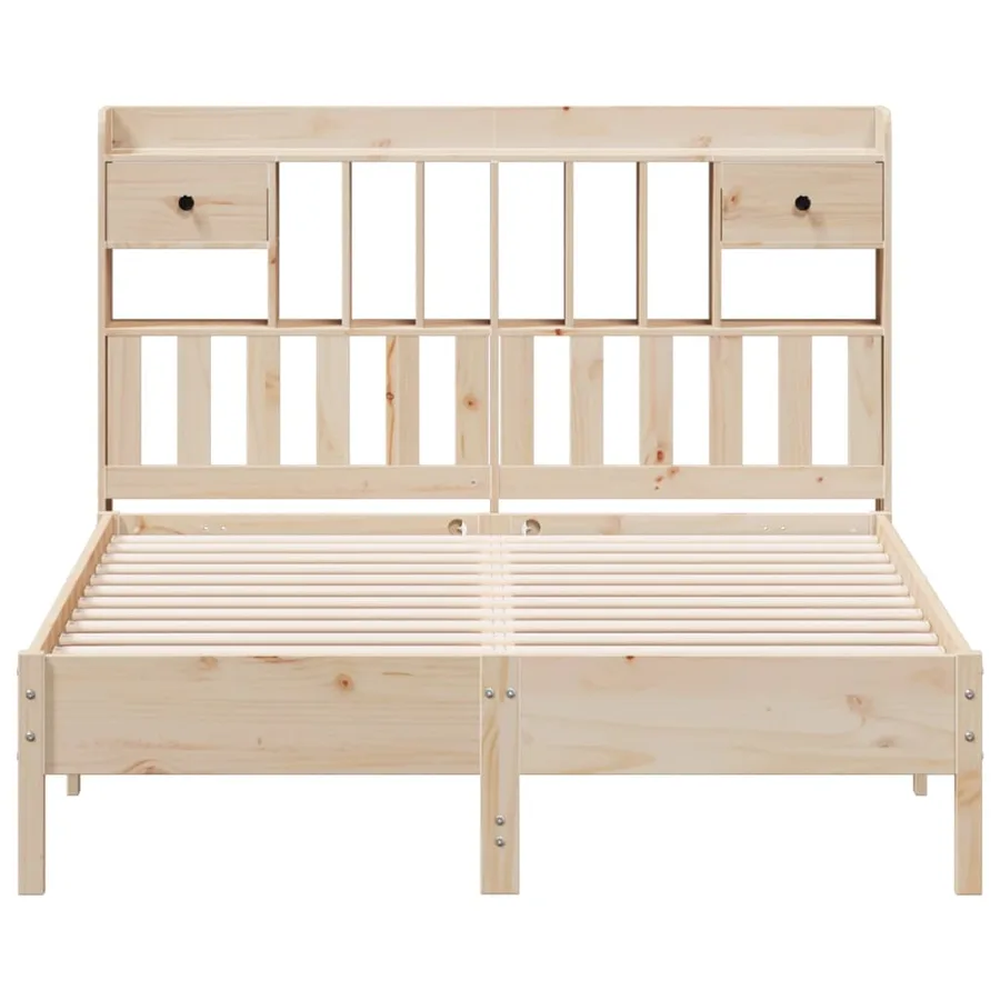 Lit bibliothèque sans matelas 140x200 cm bois massif de pin - 4
