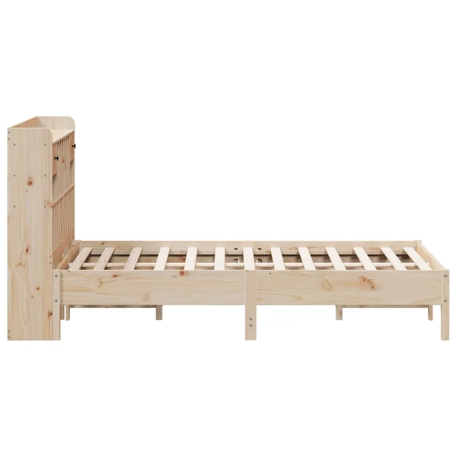 Lit bibliothèque sans matelas 140x200 cm bois massif de pin - 5