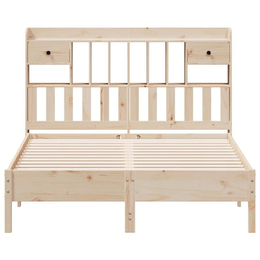 Lit bibliothèque sans matelas 140x190 cm bois de pin massif - 4