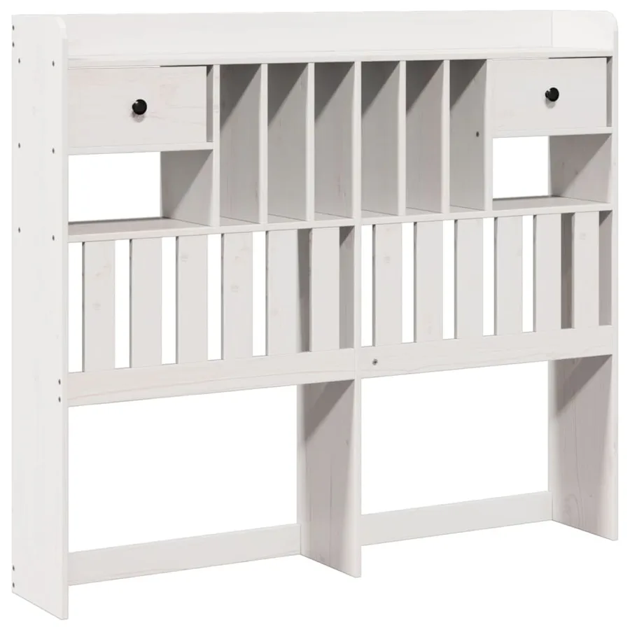 Lit bibliothèque sans matelas blanc 160x200 cm bois pin massif - 7
