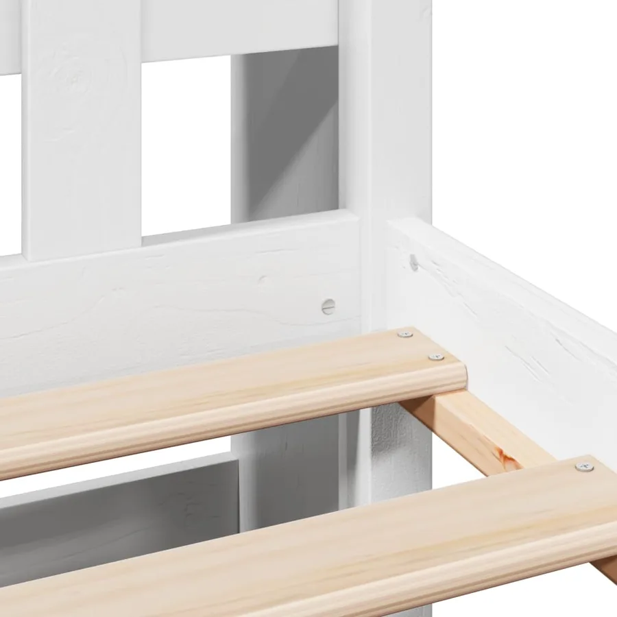 Lit bibliothèque sans matelas blanc 160x200 cm bois pin massif - 9