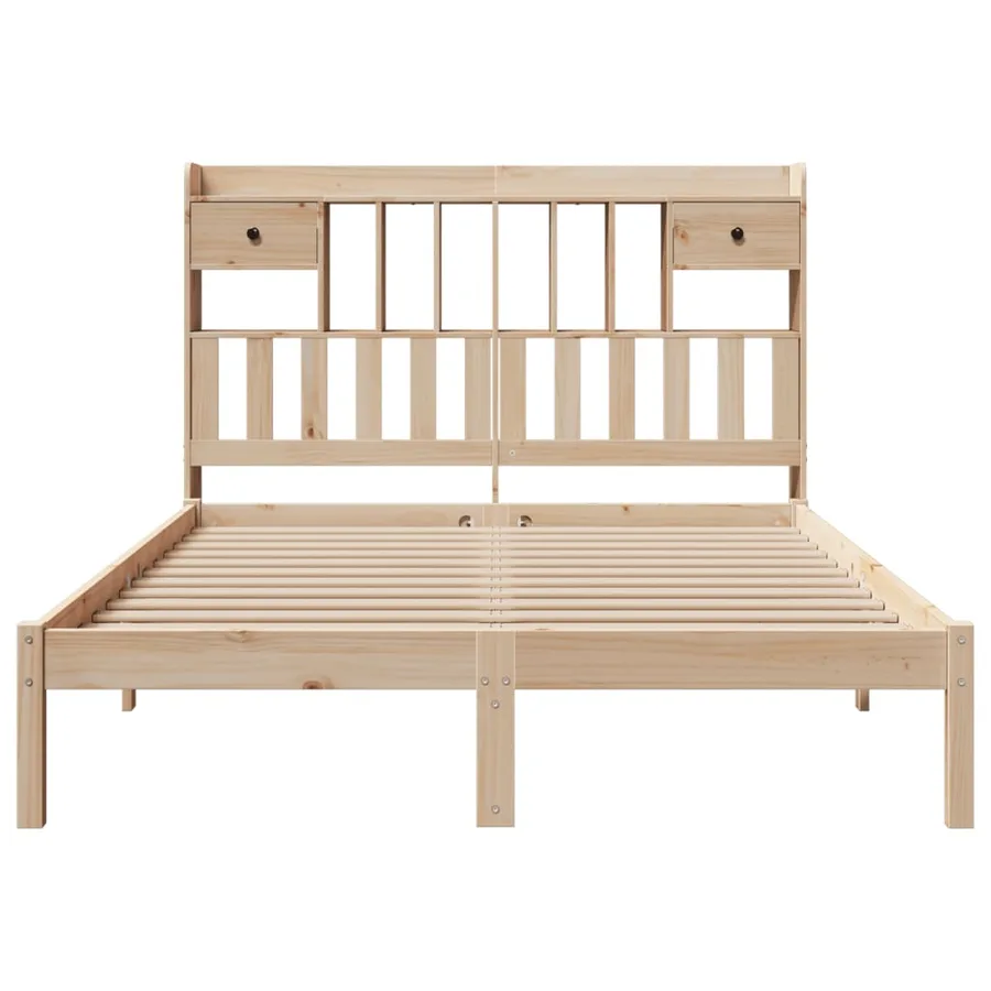 Lit bibliothèque sans matelas 140x190 cm bois de pin massif - 4