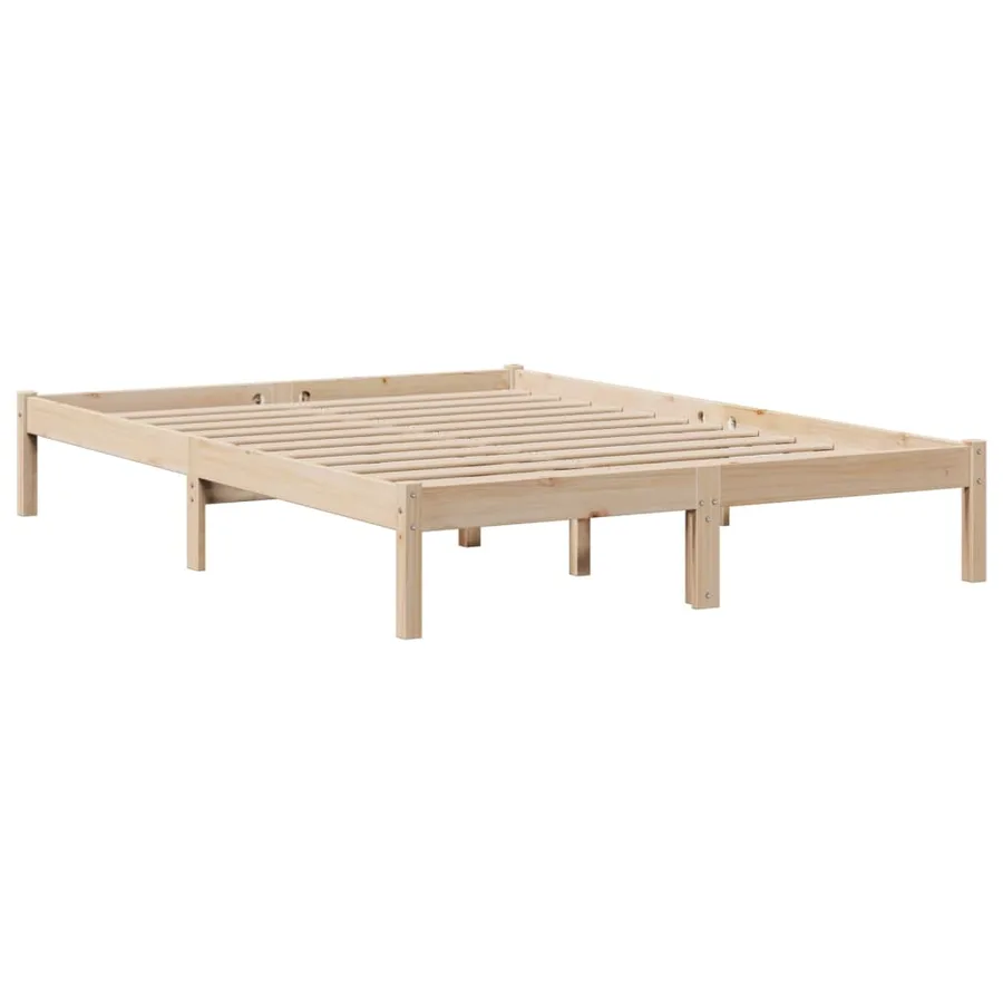 Lit bibliothèque sans matelas 140x190 cm bois de pin massif - 5