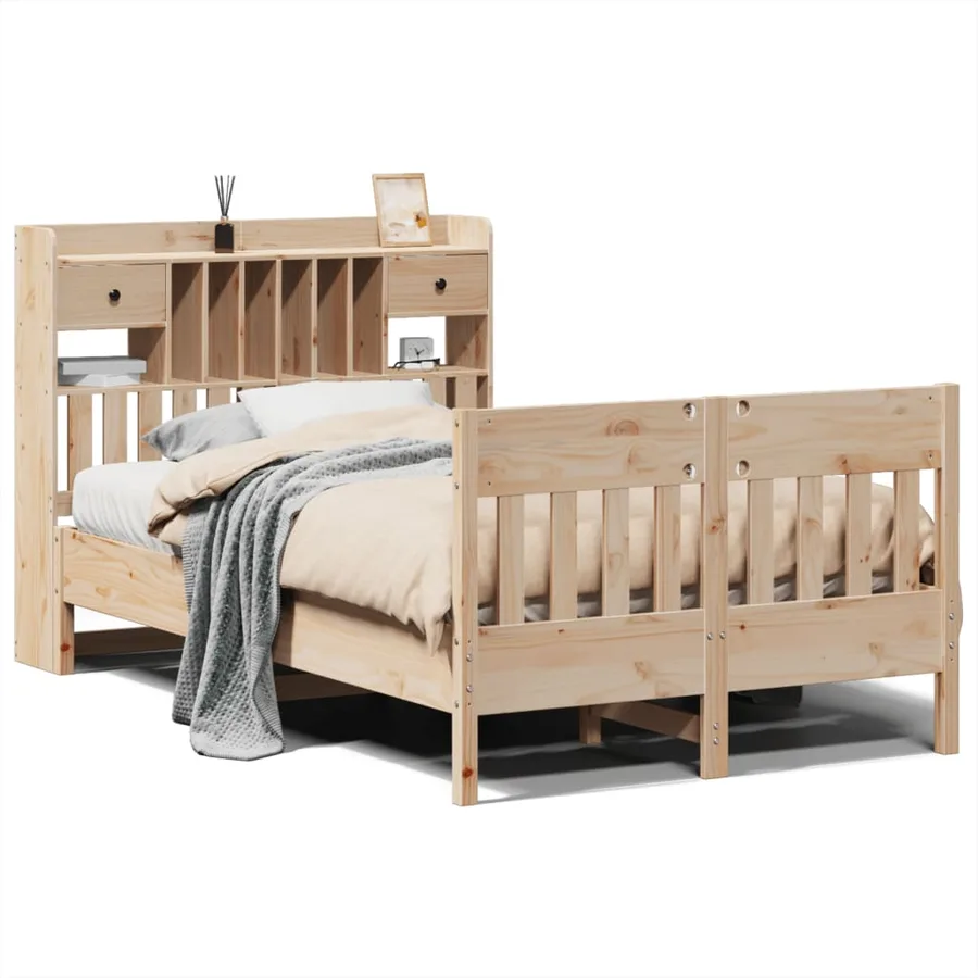 Cadre de lit sans matelas 135x190 cm bois de pin massif - 2