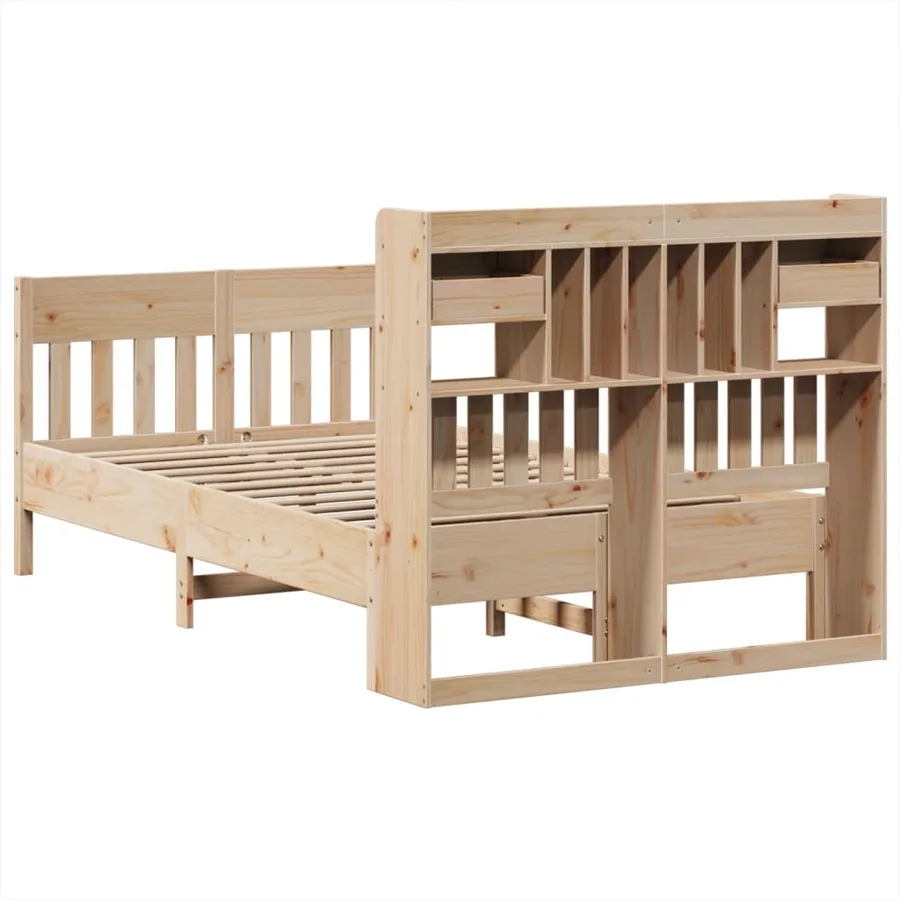 Cadre de lit sans matelas 135x190 cm bois de pin massif - 8