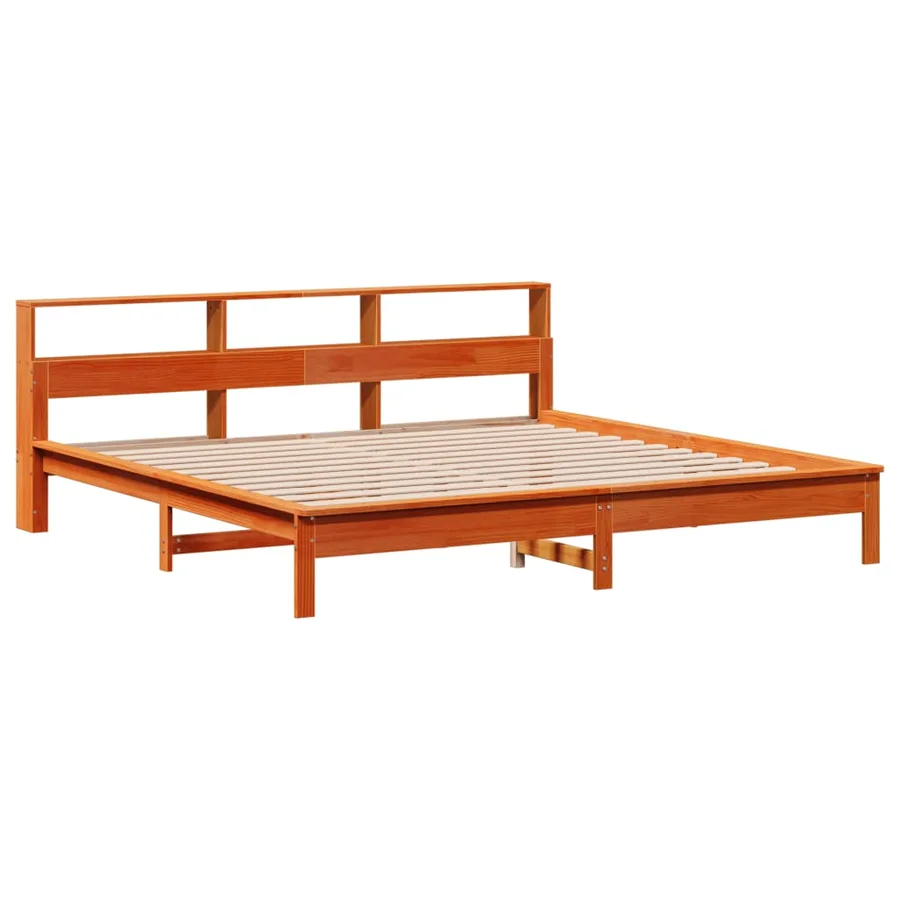 Cadre de lit sans matelas cire marron 180x200cm bois pin massif - 3