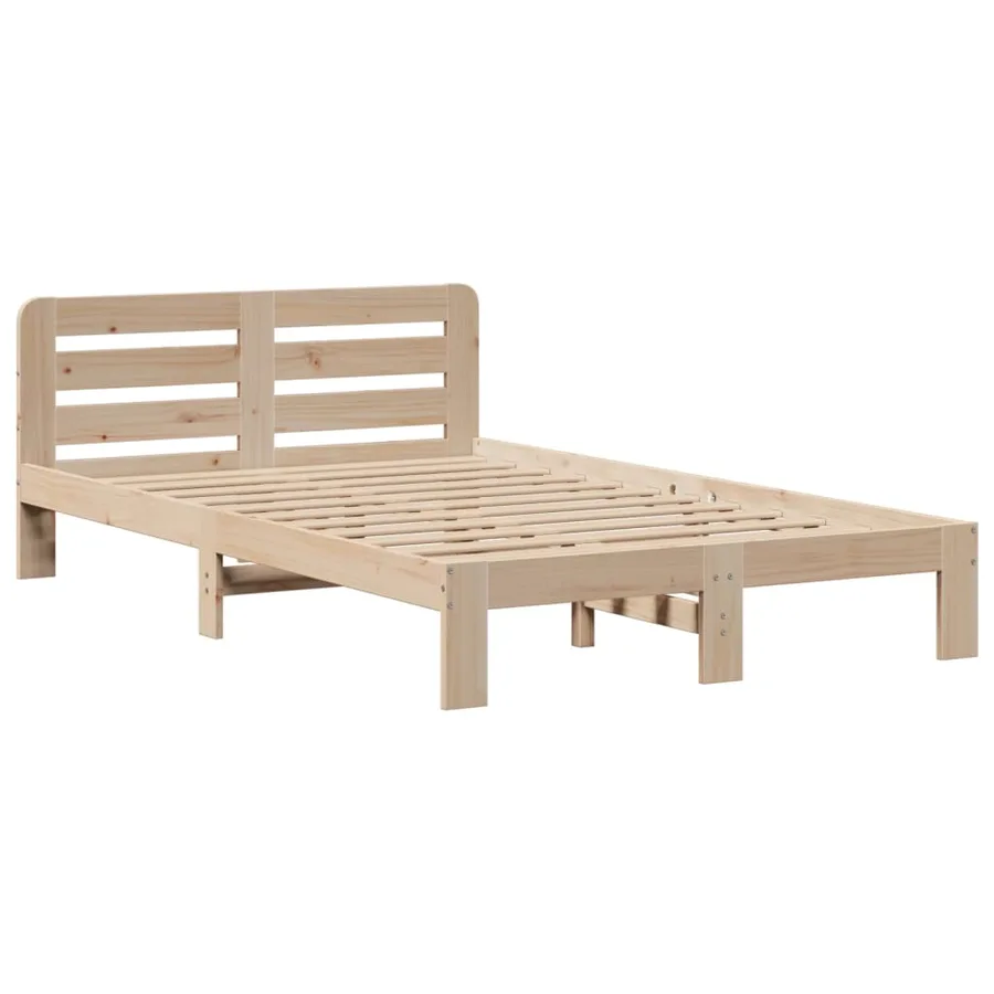 Lit bibliothèque sans matelas 135x190 cm bois de pin massif - 5
