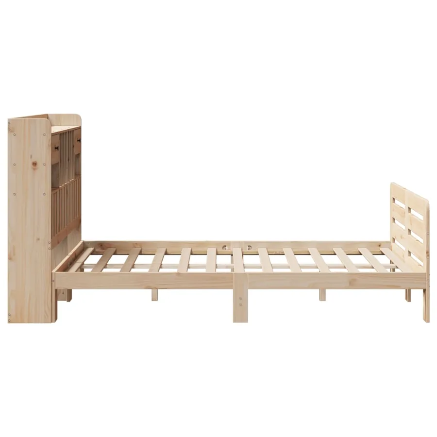 Lit bibliothèque sans matelas 135x190 cm bois de pin massif - 7
