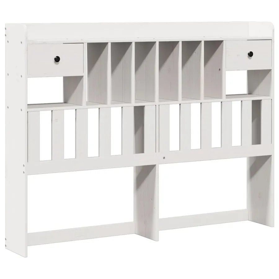 Lit bibliothèque sans matelas blanc 140x190 cm bois pin massif - 6