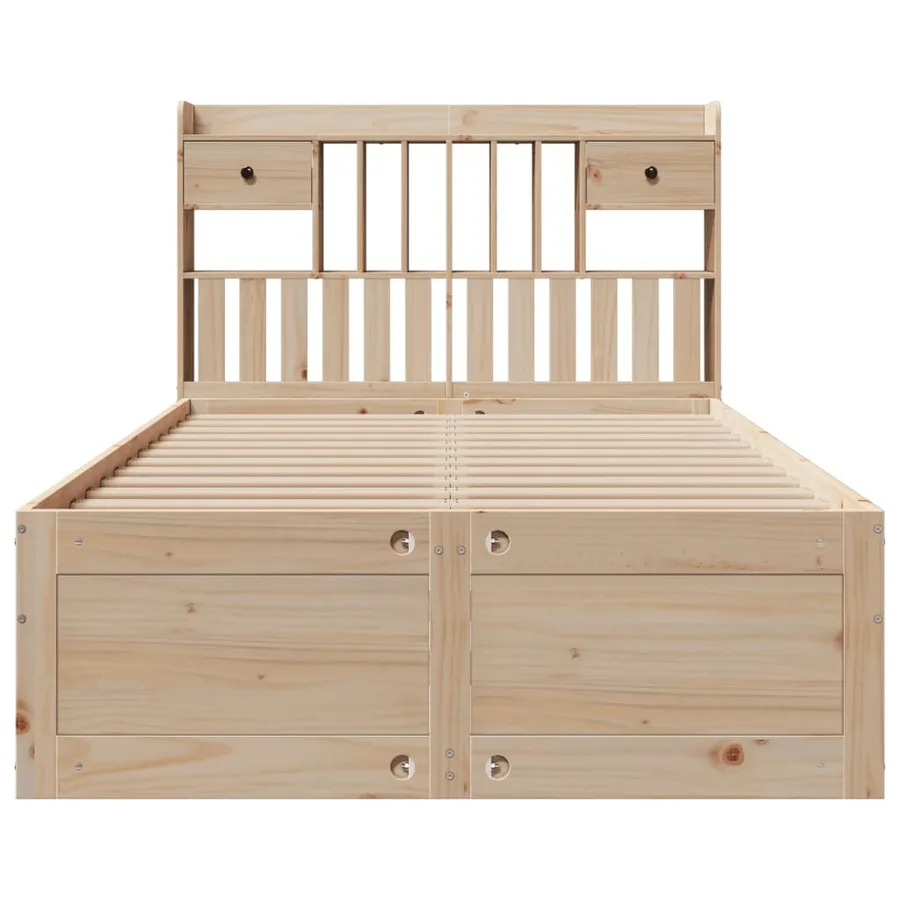 Lit bibliothèque sans matelas 135x190 cm bois de pin massif - 4