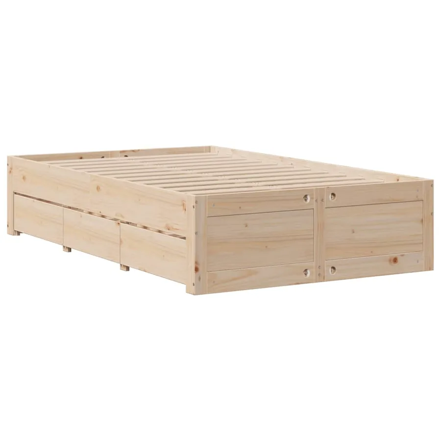 Lit bibliothèque sans matelas 135x190 cm bois de pin massif - 6