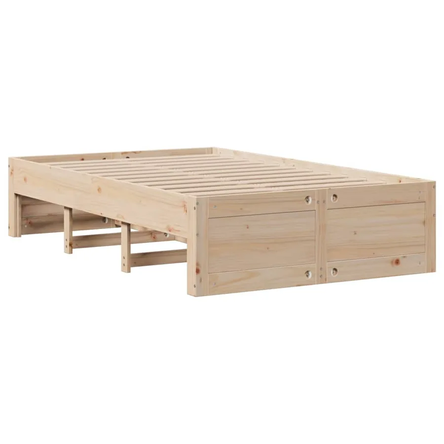 Lit bibliothèque sans matelas 135x190 cm bois de pin massif - 7